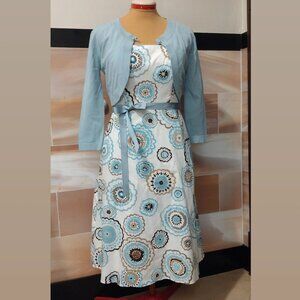 Jessica Howard Fancy Sundress with Sweater and Ribbon Belt, size 4P